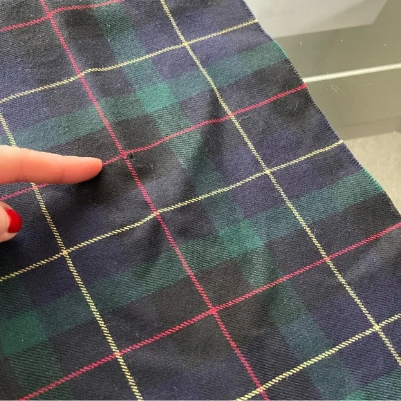 Vintage Tartan Plaid 100% Wool Scarf Avoca Handweavers Ireland 10.5 x 60.5 Green - Picture 4 of 6